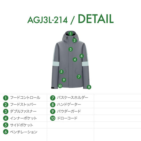 【10月上旬発送予定】 ASHGREEM アッシュグリーム スノーボードウェア 3レイヤー アーム切替ジャケット AGJ3L-214